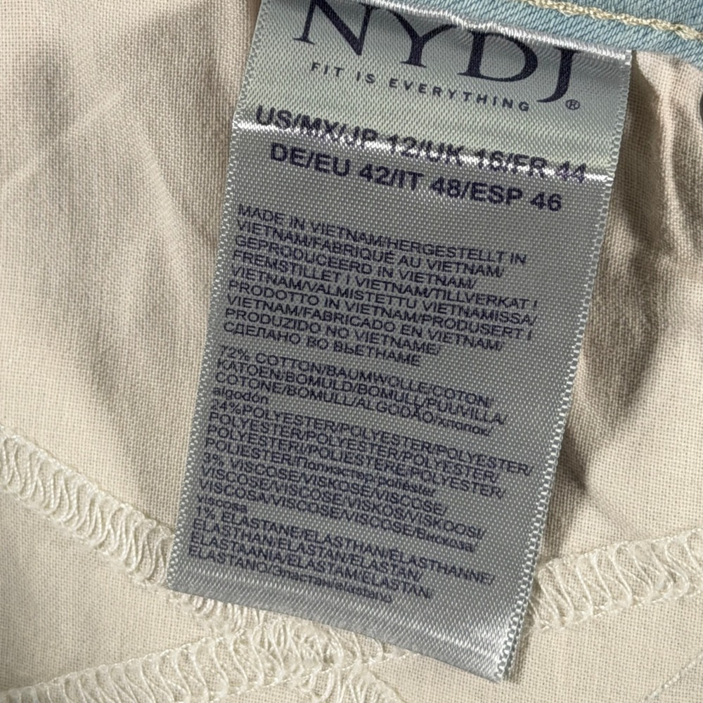 NYDJ Womens Size 12 Wide Leg Crop Capri Jeans Valhalla Frayed Hem Stretch New - Picture 14 of 16